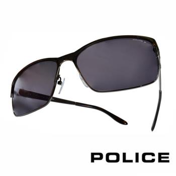 POLICE 義大利警察都會款個性型男眼鏡-金屬框(黑色) POS8875E531P