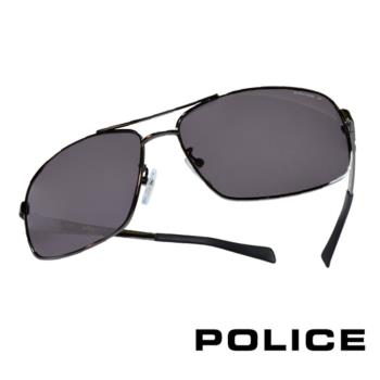 POLICE 義大利警察都會款個性型男眼鏡-金屬框(銀色) POS8879E568P