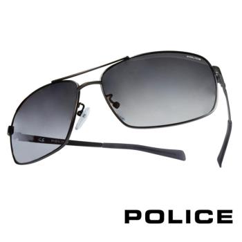 POLICE 義大利警察都會款個性型男眼鏡-金屬框(灰色) POS8879E0627