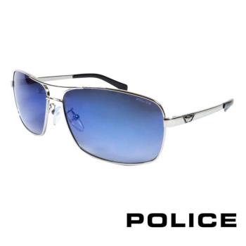 POLICE 義大利警察都會款個性型男眼鏡-金屬框(黑色) POS8879E579P