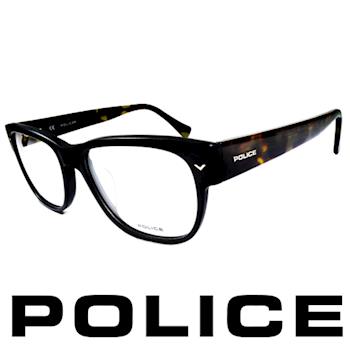 POLICE 義大利警察都會款個性型男眼鏡-膠框(黑綠) POV1765E703X
