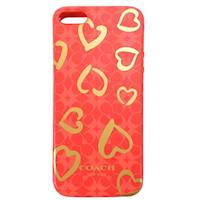 COACH 愛心塗鴉 iPhone 5 手機保護殼(紅x黃)
