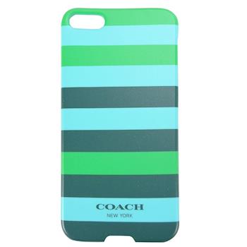 COACH 三色條紋 iPhone 5 手機保護殼(藍綠)