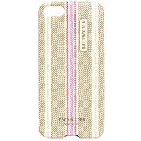 COACH 民俗風直紋 iPhone 5 手機保護殼(卡其粉)