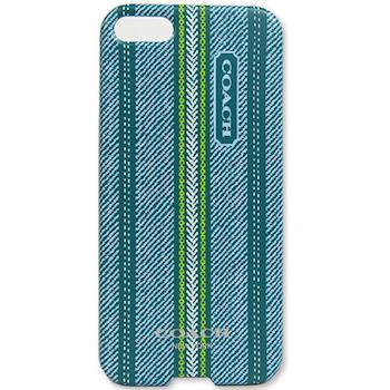 COACH 民俗風直紋 iPhone 5 手機保護殼(藍綠)
