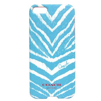 COACH 斑馬紋 iPhone 5 手機保護殼(水藍)