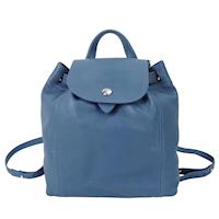 LONGCHAMP Le Pliage Cuir系列皮革後背包(小/機師藍)