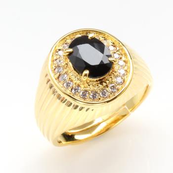 【寶石方塊】黃袍加身天然2克拉黑藍寶戒指-活圍設計
