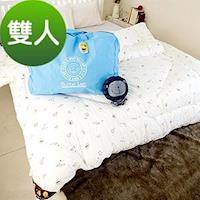 【奶油獅】星空飛行-台灣製-美國抗菌表布澳洲純新天然羊毛被-雙人