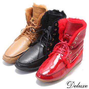 【Deluxe】-嚴選羊皮一體成形2WAY率性綁帶短靴(黑☆灰藍☆駝☆紅)-3288-A1
