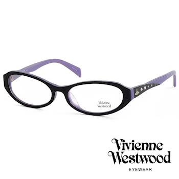 Vivienne Westwood 光學鏡框★復古晶鑽造型框★英倫龐克雙色板料/平光鏡框(粉紫黑) VW193E01