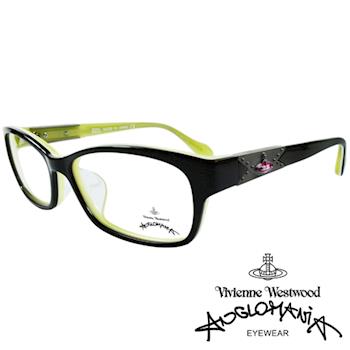 Vivienne Westwood 英國Anglomania復古感個性鉚釘光學眼鏡(黑+綠)AN280E03