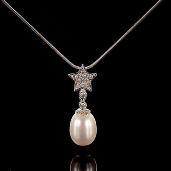 【寶石方塊】天然珍珠項鍊-925銀飾-日麗風清