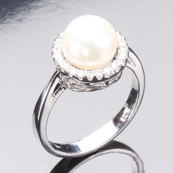 【寶石方塊】天然珍珠戒指-925純銀飾-優雅典藏