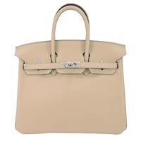 HERMES BIRKIN 25CM S2 Swift X年 牛皮柏金包(卡其風衣色/銀釦)