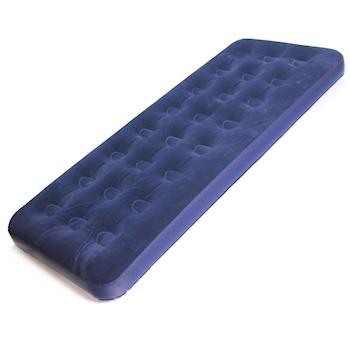 【超值組合】溫馨單人植絨充氣床 (舒適藍) +抽充二用電動打氣筒