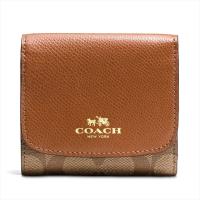 COACH 馬車緹花皮革三折扣式短夾(經典卡其色)