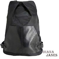【Diana Janes 黛安娜】韓版輕盈尼龍配皮防盜斜開口後背包