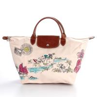 Longchamp Autour de Ha long 下龍灣刺繡短把手提水餃包(M) 粉膚色