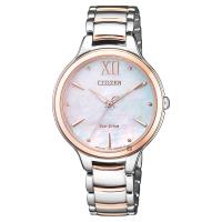 CITIZEN 星辰 L系列 光動能浪漫女錶 珍珠貝x玫瑰金圈 32mm EM0556-87D