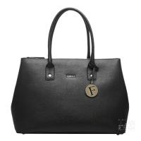 FURLA 金字LOGO防刮牛皮手提/肩背包-大(黑)