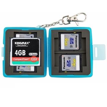 JJC記憶卡儲存盒MC-6B,藍色附鑰匙鏈適SD.CF