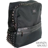 【Lisanza King Polo】韓版首爾時尚蹦然心動鉚釘後背包