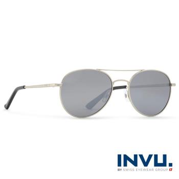 INVU瑞士 九層鍍膜金屬飛行員水銀平面偏光太陽眼鏡 - (銀) T1700C