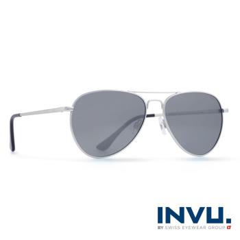 INVU瑞士 九層鍍膜經典飛行員款小臉偏光太陽眼鏡 - (磨砂銀) T1803C