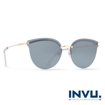 INVU瑞士 九層鍍膜時尚金屬平面偏光太陽眼鏡 - (金) T1802B