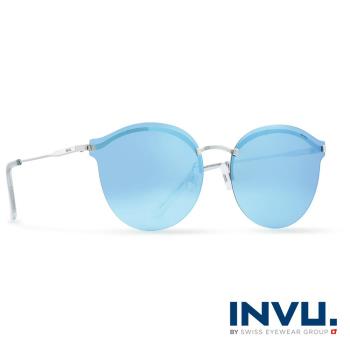 INVU瑞士 九層鍍膜個性金屬平面偏光太陽眼鏡 - (水銀藍) T1801C