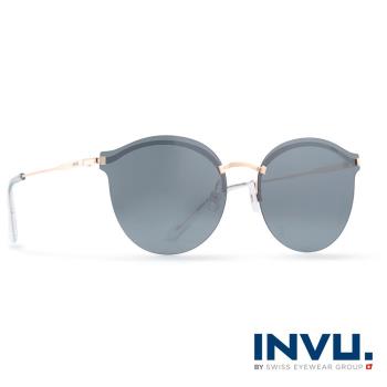 INVU瑞士 九層鍍膜個性金屬平面偏光太陽眼鏡 - (黑/金) T1801B
