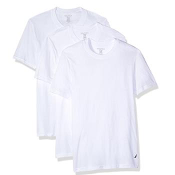 NAUTICA 男時尚白色圓領短袖內衣3件組(預購)
