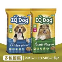 IQ Dog 聰明乾狗糧 雞肉15kg*1+羊肉13.5kg*1 狗飼料 (共2包)
