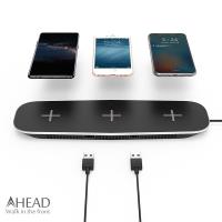 AHEAD領導者 QI無線充電板/3充+USB充電/2埠 同時3支手機無線充電器