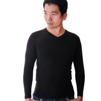 任-【SOLIS】嚴選 MIT 長袖V領手感吸濕發熱衣(黑色)