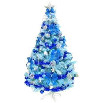 摩達客 台灣製10呎/10尺(300cm)豪華版冰藍色聖誕樹(銀藍系配件組)(不含燈)