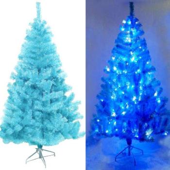 摩達客 台灣製10呎/10尺(300cm)豪華版冰藍色聖誕樹(不含飾品)+100燈LED燈藍白光6串(附IC控制器)