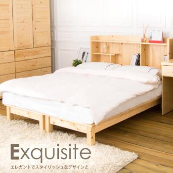 【時尚屋】[NE8]里奈5尺松木實木書架型雙人床NE8-81-1+2不含床頭櫃-床墊/免運費/免組裝/臥室系列
