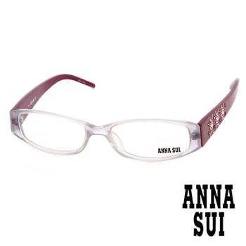 Anna Sui 日本安娜蘇 時尚粉鑽幾何造型平光眼鏡(酒紅) AS102E03
