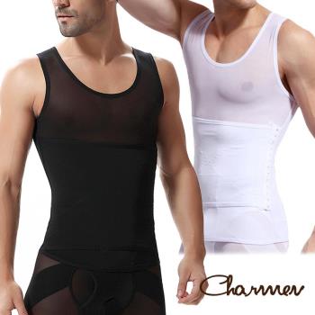 Charmen高機能三段排扣調整型背心 男性塑身衣(兩色任選)