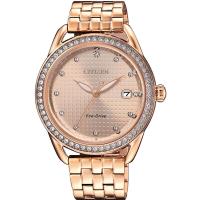 CITIZEN 星辰Ladies 光動能 璀璨甜心時尚女錶(玫瑰金/37mm) FE6119-85X