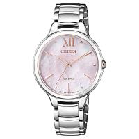 CITIZEN 星辰 L系列 光動能浪漫女錶-粉色珍珠貝x銀 32mm EM0558-81Y