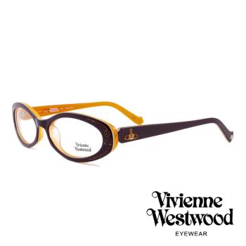 Vivienne Westwood 英國薇薇安魏斯伍德★閃亮時尚晶鑽光學眼鏡 深紫/橘 VW150E04