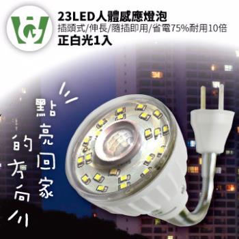 【U want】23節能減碳LED可彎式感應燈泡 (插頭型／正白光)