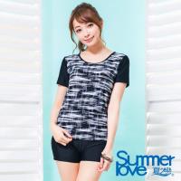 【夏之戀SUMMER LOVE】大女時尚印花短袖長版二件式泳衣S17725