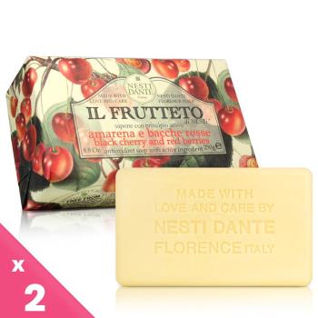 Nesti Dante 義大利手工皂-天然鮮果系列-黑櫻桃紅莓果皂(250g)-2入組