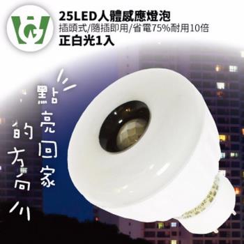 【U want】25節能減碳LED感應燈泡( 插頭型／正白光)