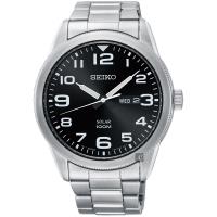 SEIKO精工 SOLAR 時尚風太陽能男錶-黑x銀/44mm V158-0BC0D(SNE471P1)