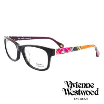 Vivienne Westwood 英國薇薇安魏斯伍德經典英格蘭格紋設計款光學眼鏡 - 黑/紫 VW323E01
